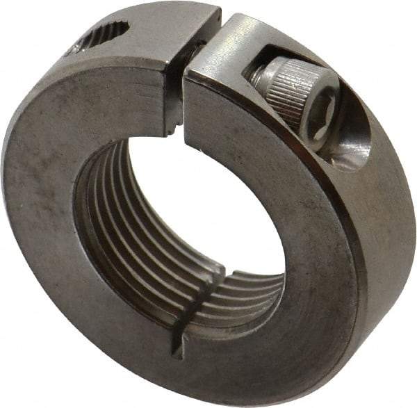 Climax Metal Products - 1-14 Thread, Stainless Steel, One Piece Threaded Shaft Collar - 1-3/4" Outside Diam, 1/2" Wide - Exact Tool & Supply