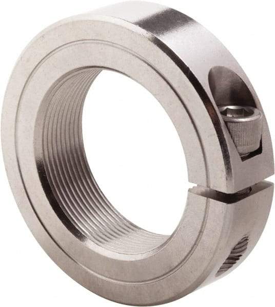 Climax Metal Products - 1-3/4-16 Thread, Stainless Steel, One Piece Threaded Shaft Collar - 2-3/4" Outside Diam, 11/16" Wide - Exact Tool & Supply