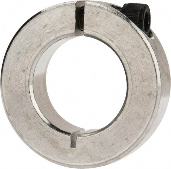 Climax Metal Products - 1" Bore, Aluminum, One Piece Clamp Collar - 1-3/4" Outside Diam, 1/2" Wide - Exact Tool & Supply