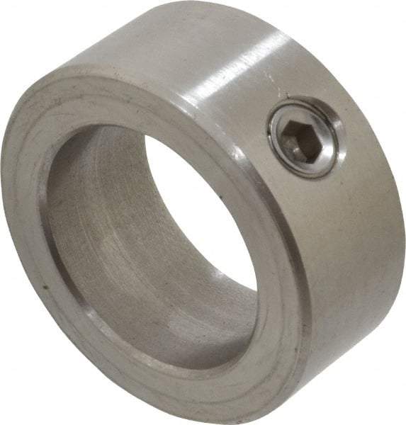 Climax Metal Products - 1" Bore, Stainless Steel, Set Screw Shaft Collar - 1-1/2" Outside Diam, 5/8" Wide - Exact Tool & Supply