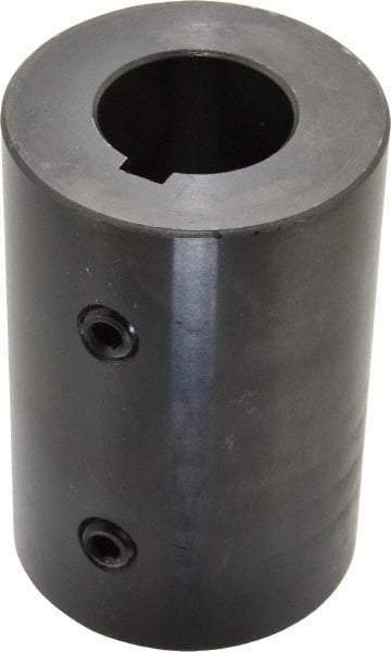 Climax Metal Products - 1" Inside x 2" Outside Diam, Mild Steel Set Screw Rigid Coupling with keyway - 3" Long x 1/4" Keyway Width x 1/8" Keyway Depth - Exact Tool & Supply