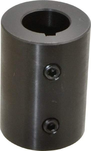 Climax Metal Products - 1-1/8" Inside x 2-1/8" Outside Diam, Mild Steel Set Screw Rigid Coupling with keyway - 3" Long x 1/4" Keyway Width x 1/8" Keyway Depth - Exact Tool & Supply