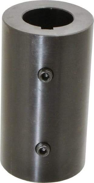 Climax Metal Products - 1-3/8" Inside x 2-1/2" Outside Diam, Mild Steel Set Screw Rigid Coupling with keyway - 4-1/2" Long x 5/16" Keyway Width x 5/32" Keyway Depth - Exact Tool & Supply