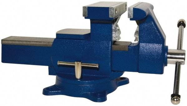 Yost Vises - 6-1/2" Jaw Width x 11" (Reversed), 7" (Regular) Jaw Opening Capacity, 3" (Reversed), 4" (Regular) Throat Depth, Bench & Pipe Combination Vise - 1/8 to 3-1/2" Pipe Capacity, Swivel Base, Bolt Down Attachment, Ductile Iron - Exact Tool & Supply