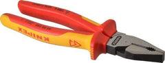 Knipex - 8" OAL, 1/2" Capacity, Lineman's - 1-7/16" Jaw Length x 1" Jaw Width - Exact Tool & Supply