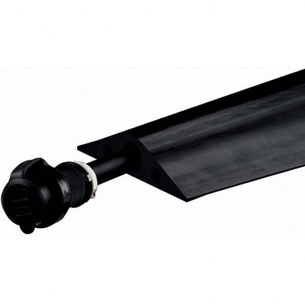 Checkers - 3 Channel 5" Long, 3/4" Max Compatible Cable Diam, Black Rubber On Floor Cable Covers - Exact Tool & Supply
