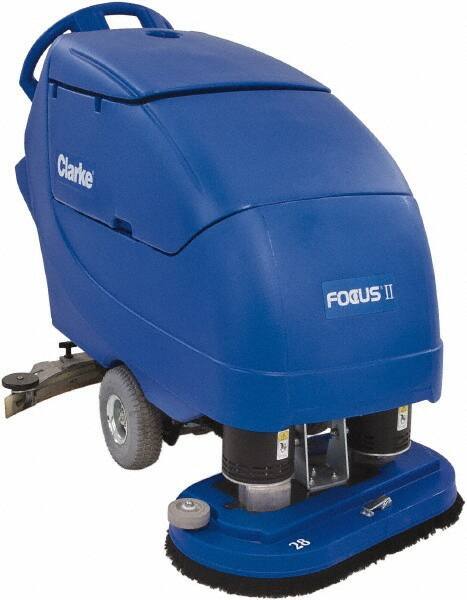 Clarke - 28" Cleaning Width, Battery Powered Floor Scrubber - 0.75 hp, 200 RPM, 23 Gal Tank Capacity - Exact Tool & Supply