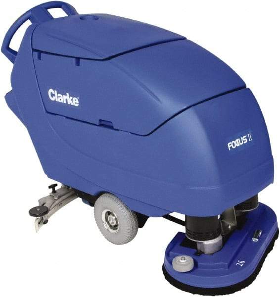 Clarke - 26" Cleaning Width, Battery Powered Floor Scrubber - 0.75 hp, 200 RPM, 23 Gal Tank Capacity - Exact Tool & Supply