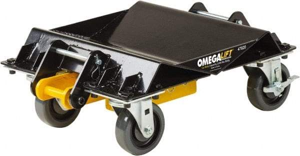 Omega Lift Equipment - 4 Wheel, 2,000 Lb Capacity, One Pair Dolly without Handle - 4" Casters, 10 to 36" Polyurethane Mold on Polyetyhylene Wheels - Exact Tool & Supply