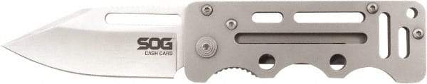 SOG Specialty Knives - 2-3/4" Blade, 3" OAL, Straight Money Clip Folding Knife - 3.4" Closed Length, Stainless Steel, 1 Blade, 1 Edge, Belt clip - Exact Tool & Supply