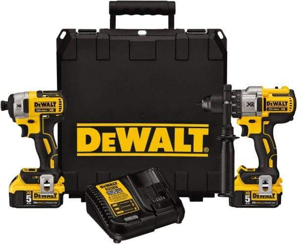 DeWALT - 20 Volt Cordless Tool Combination Kit - Includes 1/2" Brushless Hammerdrill & 1/4" Brushless Compact Impact Driver, Lithium-Ion Battery Included - Exact Tool & Supply