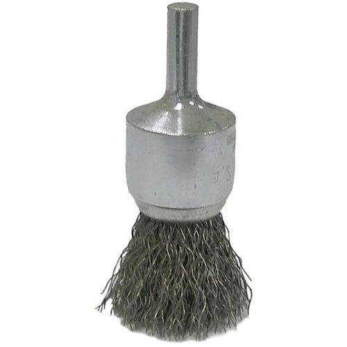 Vortec Pro 3/4″ Crimped Wire End Brush, .014″ Steel Fill, 1/4″ Stem, Retail Pack - Exact Tool & Supply