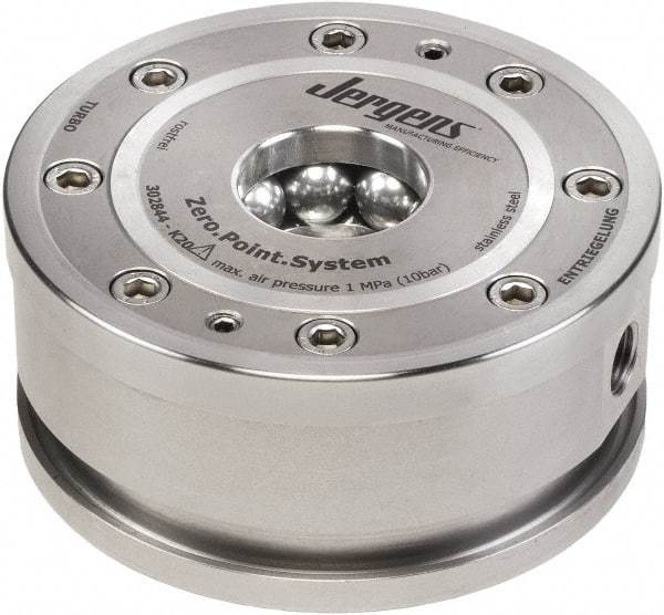Jergens - ZPS Pneumatic CNC Quick Change Clamping Module - 1 Module Center, M32 Top Mount, 55 kN Retention Force, 8 bar (116 Lb/Sq In) Unlocking Pressure, 0.005mm Repeatability - Exact Tool & Supply