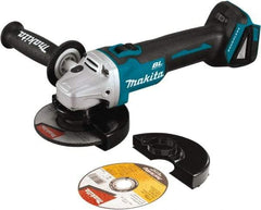 Makita - 5" Wheel Diam, 8,500 RPM, Cordless Angle & Disc Grinder - 5/8-11 Spindle, 18 Volts - Exact Tool & Supply