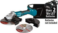 Makita - 9" Wheel Diam, 6,000 RPM, Cordless Angle & Disc Grinder - 5/8-11 Spindle, 18 Volts - Exact Tool & Supply