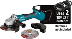 Makita - 7" Wheel Diam, 7,700 RPM, Cordless Angle & Disc Grinder - 5/8-11 Spindle, 18 Volts - Exact Tool & Supply