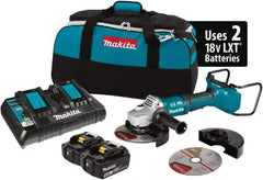 Makita - 7" Wheel Diam, 7,700 RPM, Cordless Angle & Disc Grinder - 5/8-11 Spindle, 18 Volts - Exact Tool & Supply