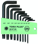 9 Piece - IP8; IP9; IP10; IP15; IP20; IP25; IP27; IP30; IP40 - Black Finish - TorxPlus L-Key Short Arm Set - Exact Tool & Supply