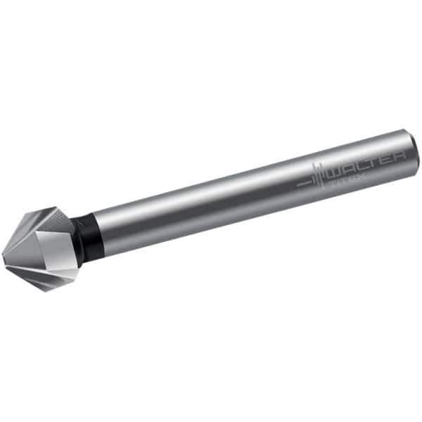 Walter-Titex - 6.3mm Head Diam, 5mm Shank Diam, 3 Flute 90° High Speed Steel Countersink - Bright Finish, 45mm OAL, Single End, Straight Shank, Right Hand Cut - Exact Tool & Supply