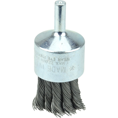 Vortec Pro 1″ Knot Wire End Brush, 1/4″ Stem, .020″ Steel Fill, 1/4″ Stem - Exact Tool & Supply