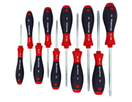 10 Piece - T7s; T8s; T9s; T10s; T20s; T25s; T27s; T30s; T40s Security - Torx SoftFinish® Cushion Grip Screwdriver Set - Exact Tool & Supply