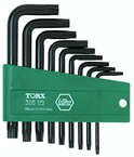 9 Piece - T8s; T9s; T10s; T15s; T20s; T25s; T27s; T30s; T40s - Black Finish Security - Torx Short Arm L-Key Set - Exact Tool & Supply