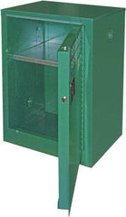Securall Cabinets - 1 Door, 1 Shelf, Green Steel Standard Safety Cabinet for Flammable and Combustible Liquids - 35" High x 24" Wide x 18" Deep, Manual Closing Door, 3 Point Key Lock, 12 Gal Capacity - Exact Tool & Supply