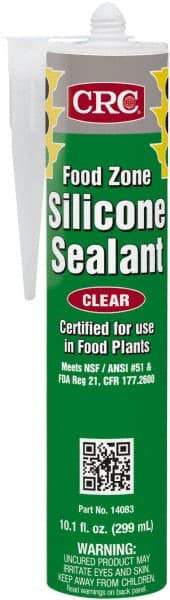 CRC - 10.1 oz Cartridge Clear Hydroxy-Terminated Polydimethylsiloxane/Silica Food Grade Silicone Sealant - -70 to 400°F Operating Temp, 60 min Tack Free Dry Time, 24 hr Full Cure Time - Exact Tool & Supply