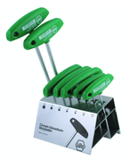 7 Piece - T10; T15; T20; T25; T30; T40; T50 - Torx Ergonomic Comfort Grip T-Handle Set in Stand - Exact Tool & Supply
