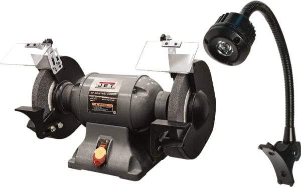 Jet - 10" Wheel Diam x 1" Wheel Width, 1-1/2 hp Grinder - 1" Arbor Hole Diam, 1 Phase, 1,720 Max RPM, 115 Volts - Exact Tool & Supply