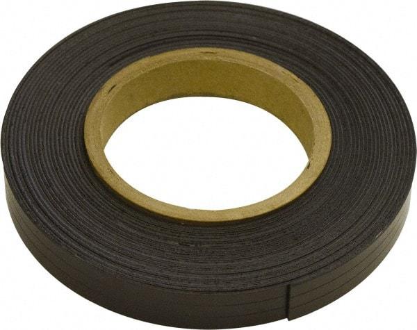 Mag-Mate - 300" Long x 1/2" Wide x 1/32" Thick Flexible Magnetic Strip - 4 Lb Max Pull Force, 2 Linear Ft/Lb Magnetic Pull Force, Plain Back, Dark Brown - Exact Tool & Supply