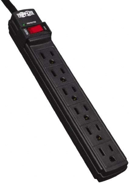 Tripp-Lite - 6 Outlets, 120 VAC15 Amps, 6' Cord, Power Outlet Strip - Floor, Keyhole Mount, 5-15 NEMA Configuration, 1.1" Strip - Exact Tool & Supply