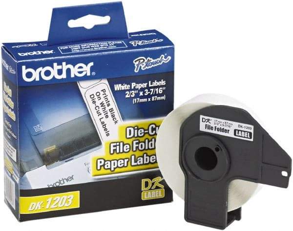 Brother - 0.66" Wide x 3.4" Long, White Paper File Folder Label - For PC Label Printers - Exact Tool & Supply