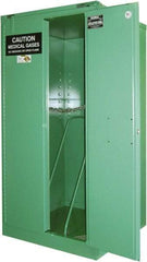 Securall Cabinets - 1 Door, Green Steel Standard Safety Cabinet for Flammable and Combustible Liquids - 46" High x 43" Wide x 18" Deep, Self Closing Door, 3 Point Key Lock, H Cylinder Capacity - Exact Tool & Supply