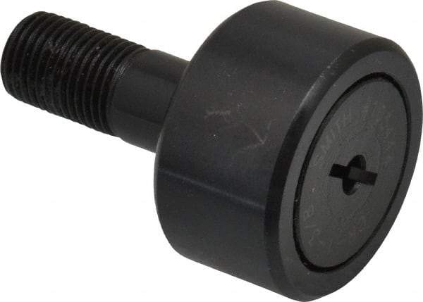 Accurate Bushing - 1-3/8" Roller Diam x 3/4" Width, 1/2" Stud Diam x 1-1/4" Length, Stud Cam Follower - Steel, 5/8" Thread Length, 1/2-20 Thread, 2" OAL, 4,470 Lb Dynamic Cap, 4,300 Lb Static Cap - Exact Tool & Supply