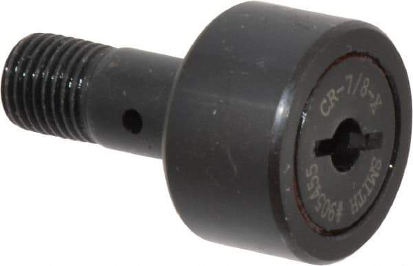 Accurate Bushing - 7/8" Roller Diam x 1/2" Width, 3/8" Stud Diam x 7/8" Length, Stud Cam Follower - Steel, 3/8" Thread Length, 3/8-24 Thread, 1-3/8" OAL, 2,140 Lb Dynamic Cap, 2,260 Lb Static Cap - Exact Tool & Supply
