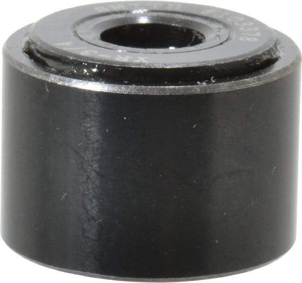 Accurate Bushing - 1/4" Bore, 3/4" Roller Diam x 1/2" Roller Width, Steel Yoke Cam Follower - 2,140 Lb Dynamic Load Capacity, 9/16" Overall Width - Exact Tool & Supply