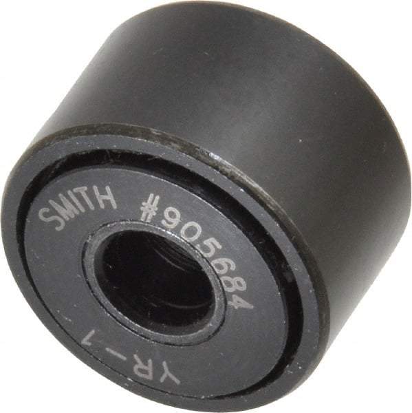 Accurate Bushing - 5/16" Bore, 1" Roller Diam x 5/8" Roller Width, Steel Yoke Cam Follower - 3,030 Lb Dynamic Load Capacity, 11/16" Overall Width - Exact Tool & Supply