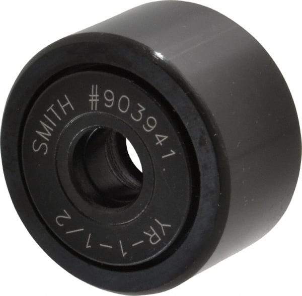 Accurate Bushing - 7/16" Bore, 1-1/2" Roller Diam x 7/8" Roller Width, Steel Yoke Cam Follower - 5,560 Lb Dynamic Load Capacity, 15/16" Overall Width - Exact Tool & Supply