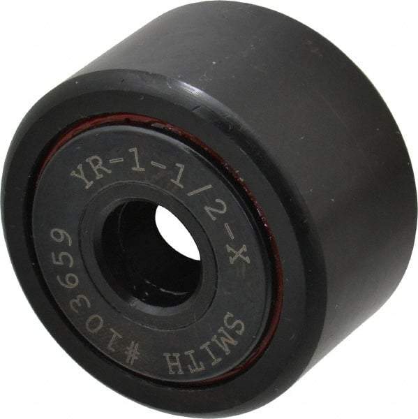 Accurate Bushing - 7/16" Bore, 1-1/2" Roller Diam x 7/8" Roller Width, Steel Yoke Cam Follower - 5,560 Lb Dynamic Load Capacity, 15/16" Overall Width - Exact Tool & Supply