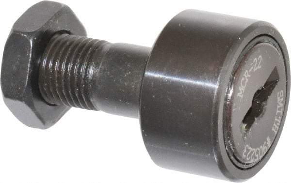 Accurate Bushing - 22mm Roller Diam x 12mm Width, 10mm Stud Diam x 23mm Length, Stud Cam Follower - Steel, 12mm Thread Length, M10x1 Thread, 36mm OAL, 5,700 N Dynamic Cap, 6,500 N Static Cap - Exact Tool & Supply