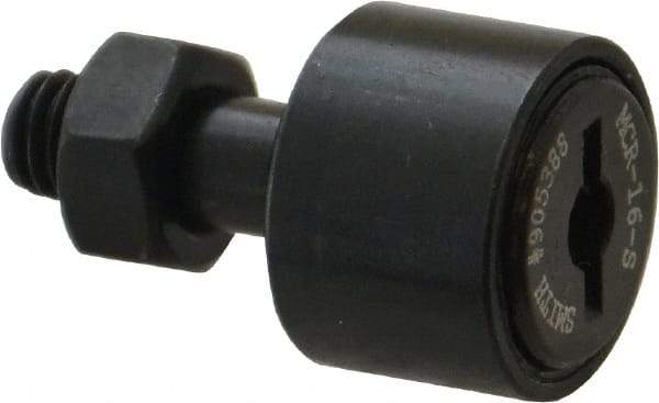 Accurate Bushing - 16mm Roller Diam x 11mm Width, 6mm Stud Diam x 16mm Length, Sealed Stud Cam Follower - Steel, 8mm Thread Length, M6x1 Thread, 28mm OAL, 3,800 N Dynamic Cap, 3,750 N Static Cap - Exact Tool & Supply