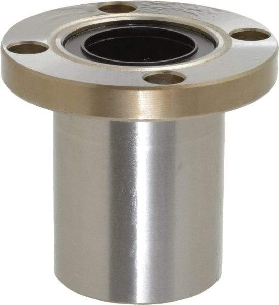 Value Collection - 1" ID, Round Flanged Single Linear Bearing - 1-9/16" OD - Exact Tool & Supply