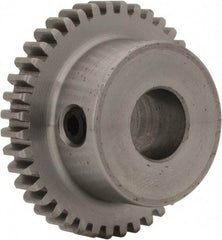 Boston Gear - 32 Pitch, 1-1/4" Pitch Diam, 40 Tooth Spur Gear - 0.188" Face Width, 3/8" Bore Diam, 0.88" Hub Diam, 14.5° Pressure Angle, Steel - Exact Tool & Supply