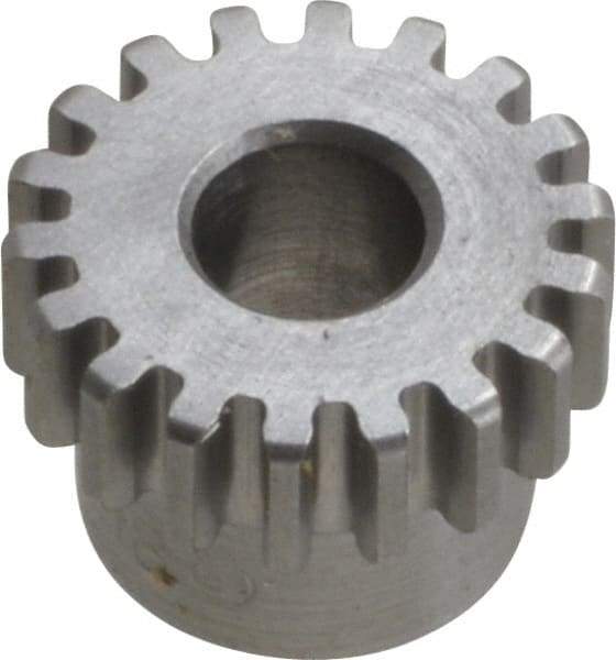 Boston Gear - 24 Pitch, 0.833" Pitch Diam, 18 Tooth Spur Gear - 1/4" Face Width, 5/16" Bore Diam, 0.7" Hub Diam, 14.5° Pressure Angle, Steel - Exact Tool & Supply