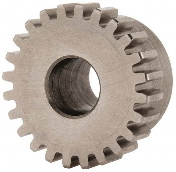 Boston Gear - 24 Pitch, 1" Pitch Diam, 24 Tooth Spur Gear - 1/4" Face Width, 3/8" Bore Diam, 0.87" Hub Diam, 14.5° Pressure Angle, Steel - Exact Tool & Supply