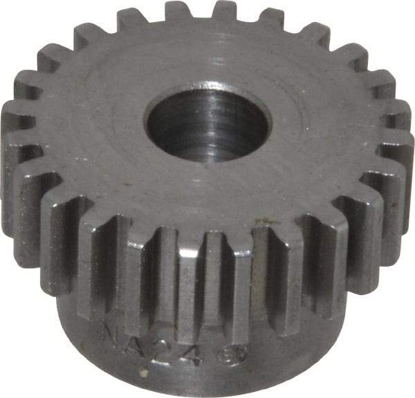 Boston Gear - 20 Pitch, 1.2" Pitch Diam, 24 Tooth Spur Gear - 3/8" Face Width, 3/8" Bore Diam, 0.92" Hub Diam, 14.5° Pressure Angle, Steel - Exact Tool & Supply