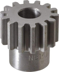 Boston Gear - 16 Pitch, 7/8" Pitch Diam, 14 Tooth Spur Gear - 1/2" Face Width, 3/8" Bore Diam, 0.69" Hub Diam, 14.5° Pressure Angle, Steel - Exact Tool & Supply