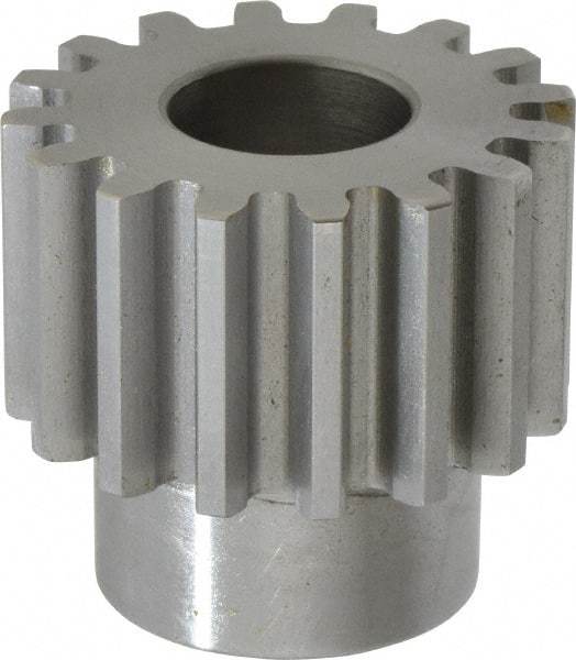Boston Gear - 10 Pitch, 1.6" Pitch Diam, 16 Tooth Spur Gear - 1" Face Width, 3/4" Bore Diam, 1.22" Hub Diam, 14.5° Pressure Angle, Steel - Exact Tool & Supply