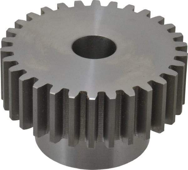 Boston Gear - 10 Pitch, 3" Pitch Diam, 30 Tooth Spur Gear - 1" Face Width, 3/4" Bore Diam, 2.02" Hub Diam, 14.5° Pressure Angle, Steel - Exact Tool & Supply